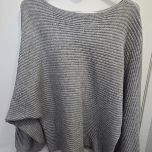 Boatneck Ribbed Sweater - Gray